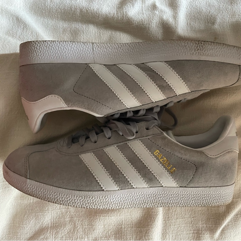 Grey Adidas gazelles